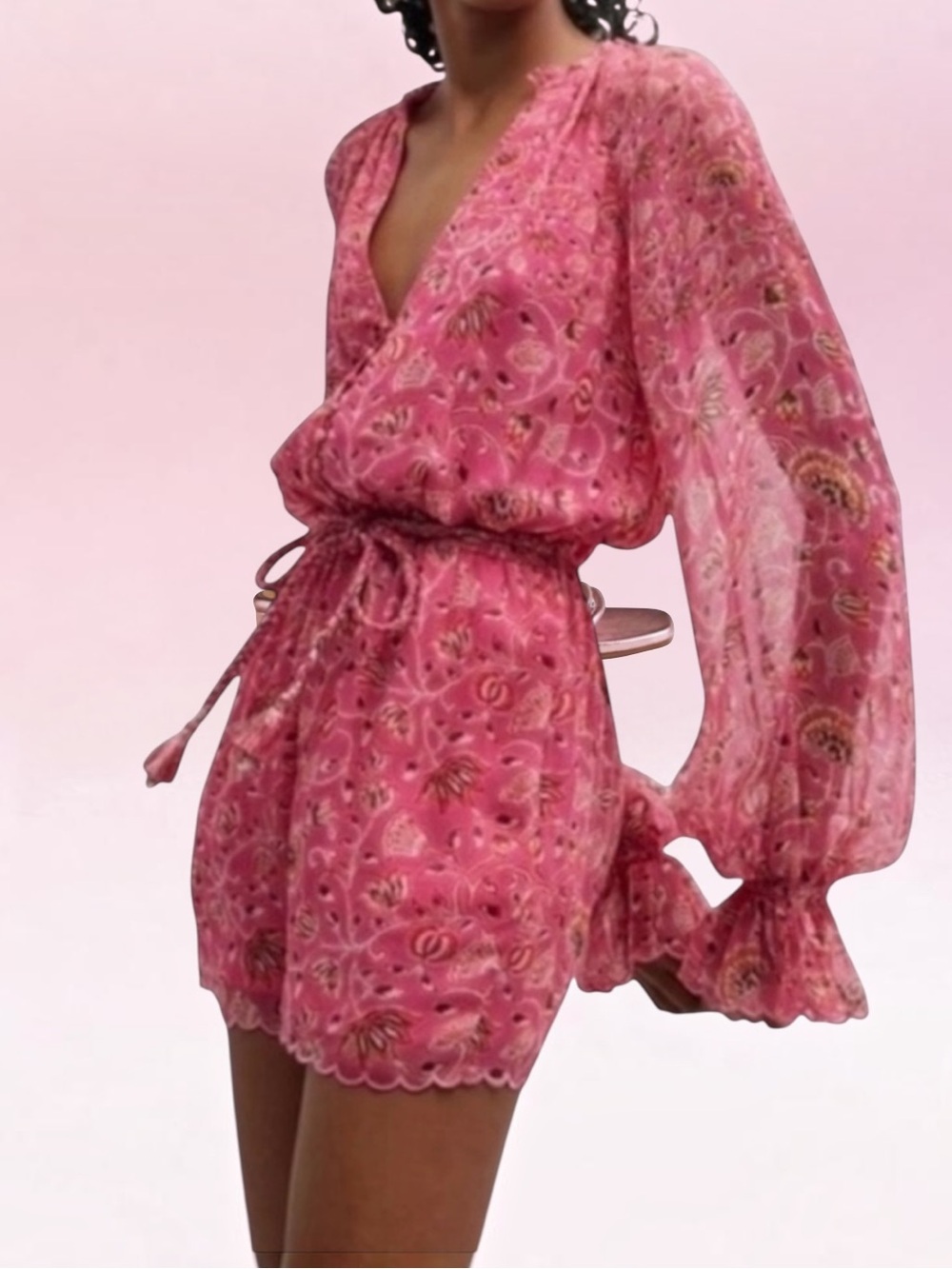 HEMANT & NANDITA Resort Collection Nara Romper Tulip Pink Size Small